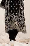 Shop_Surkh Syahi_Black Crepe Embroidery, Metallic Thread Gulshan A-line Kurta With Dhoti Pant _Online_at_Aza_Fashions