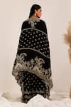 Shop_Surkh Syahi_Black Crepe Embroidery Round Neck, Gulshan Cape Set _at_Aza_Fashions