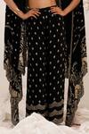 Surkh Syahi_Black Crepe Embroidery Round Neck, Gulshan Cape Set _at_Aza_Fashions