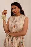 Buy_Surkh Syahi_Beige Organza Round , Open Madhaniya Anarkali With Jacket _Online_at_Aza_Fashions