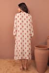 Shop_Surkh Syahi_Off White Cotton, Muslin Tassels, Embroidery Scoop Albeli Fish Pattern Dress _at_Aza_Fashions