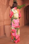 Shop_Surkh Syahi_Pink Cotton, Silk Collared Bageecha Co-ord Pant Set _at_Aza_Fashions