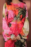 Buy_Surkh Syahi_Pink Cotton, Silk Beads Round Neck Bageecha Slouch Crop Top With Pant _Online_at_Aza_Fashions