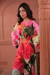Shop_Surkh Syahi_Pink Cotton, Silk Beads Round Neck Bageecha Slouch Crop Top With Pant _Online_at_Aza_Fashions
