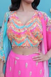 Surkh Syahi_Aqua Cotton, Muslin Embroidery, Beads, Sequins Open Banjara Shrug Co-ord Set _Online_at_Aza_Fashions