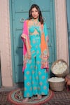 Buy_Surkh Syahi_Aqua Cotton, Muslin Beads Open , Halter Banjara Co-ord Pant Set 