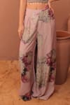 Surkh Syahi_Mauve Cotton Halter Neck Carnation Crush Co-ord Pant Set _Online_at_Aza_Fashions