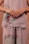 Shop_Surkh Syahi_Mauve Cotton, Muslin V-neck Carnation Crush Co-ord Pant Set 
