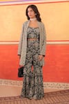 Buy_Surkh Syahi_Black Crepe Sequins Sweetheart Neck Pandora Gharara Set _at_Aza_Fashions