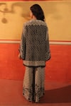 Shop_Surkh Syahi_Black Crepe Embroidery Round Neck Pandora Tunic With Pant _at_Aza_Fashions