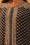 Surkh Syahi_Black Crepe Embroidery Round Neck Pandora Tunic With Pant _Online_at_Aza_Fashions