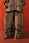 Shop_Surkh Syahi_Black Crepe Embroidery Round Neck Pandora Tunic With Pant _Online_at_Aza_Fashions