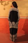Shop_Surkh Syahi_Black Crepe Embroidery V-neck Pandora Kaftan Set _at_Aza_Fashions