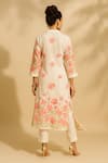 Shop_Thee Modern Roots_Ivory Cotton, Cambric Collared Phoolwari Kurta With Pant _at_Aza_Fashions