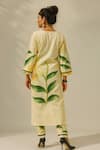 Shop_Thee Modern Roots_Cream Cotton, Cambric Lace Split V-neck Lily Leher Printed Kurta Set _at_Aza_Fashions
