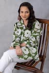 Thee Modern Roots_Olive Green Cotton Collared Floral Print Mul Shirt _at_Aza_Fashions