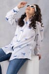 Shop_Thee Modern Roots_White Cotton Collared Horse Print Mul Shirt _Online_at_Aza_Fashions
