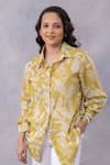 Shop_Thee Modern Roots_Yellow Cotton Collared Tropical Print Mul Shirt _Online_at_Aza_Fashions
