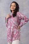 Shop_Thee Modern Roots_Pink Cotton Collared Tropical Print Mul Shirt _Online_at_Aza_Fashions