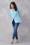 Buy_Thee Modern Roots_Blue Cotton Collared Floral Flight Mul Printed Shirt _Online_at_Aza_Fashions