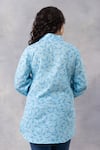 Shop_Thee Modern Roots_Blue Cotton Collared Floral Flight Mul Printed Shirt _at_Aza_Fashions