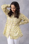 Buy_Thee Modern Roots_Yellow Cotton Collared Buttercup Floral Flight Mul Printed Shirt _at_Aza_Fashions