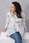 Buy_Thee Modern Roots_Gray Cotton Collared Light Grey Floral Stripe Mul Printed Shirt _at_Aza_Fashions