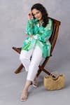 Shop_Thee Modern Roots_Green Cotton Collared Tropical Mul Printed Shirt _Online_at_Aza_Fashions