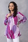Buy_Thee Modern Roots_Lavender Cotton Collared Tropical Print Shirt _at_Aza_Fashions