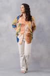 Thee Modern Roots_Multi Color Cotton Collared Sandstone Print Shirt _Online_at_Aza_Fashions