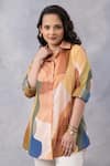 Buy_Thee Modern Roots_Multi Color Cotton Collared Sandstone Print Shirt _at_Aza_Fashions