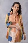 Thee Modern Roots_Multi Color Cotton Collared Sandstone Print Shirt _at_Aza_Fashions