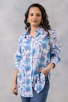 Buy_Thee Modern Roots_Blue Cotton Collared Powder Vine Mul Shirt _at_Aza_Fashions