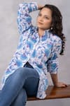 Buy_Thee Modern Roots_Blue Cotton Collared Powder Vine Mul Shirt _Online_at_Aza_Fashions
