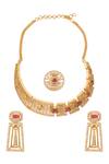 Shop Nazaakat By Samara Singh Gold Plated Stones, And Ruby Embellished Necklace Set at Aza Fashions Shop_Nazaakat By Samara Singh_Gold Plated Stones, And Ruby Embellished Necklace Set _at_Aza_Fashions