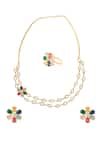 Shop_Nazaakat By Samara Singh_Gold Plated Stones, Multi Color Embellished Necklace Set _at_Aza_Fashions