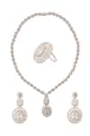 Shop_Nazaakat By Samara Singh_Silver Plated Imitation Diamonds And White Embellished Necklace Set _at_Aza_Fashions
