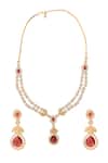 Shop_Nazaakat By Samara Singh_Red Gemstones, Diamonds Ruby Embellished Necklace Set _at_Aza_Fashions
