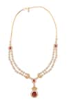 Shop_Nazaakat By Samara Singh_Red Gemstones, Diamonds Ruby Embellished Necklace Set _Online_at_Aza_Fashions