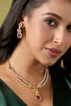 Buy_Nazaakat By Samara Singh_Red Gemstones, Diamonds Ruby Embellished Necklace Set _at_Aza_Fashions