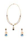 Shop_Nazaakat By Samara Singh_Blue Imitation Diamonds Stone Embellished Necklace Set _at_Aza_Fashions
