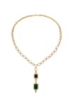 Buy_Nazaakat By Samara Singh_Green Stones, Diamonds, Embellished Necklace Set 