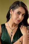 Nazaakat By Samara Singh_Green Stones, Diamonds, Embellished Necklace Set _Online