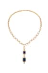 Shop_Nazaakat By Samara Singh_Blue Faux Diamonds, Diamonds, Gemstones Embellished Necklace Set _Online_at_Aza_Fashions