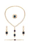 Shop_Nazaakat By Samara Singh_Blue Faux Diamonds, Diamonds, Gemstones Embellished Necklace Set _at_Aza_Fashions