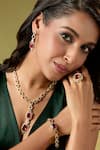 Buy_Nazaakat By Samara Singh_Red Diamonds, Gemstones Ruby Embellished Necklace Set _at_Aza_Fashions
