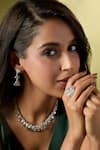 Buy_Nazaakat By Samara Singh_Silver Plated Faux , And White Embellished Necklace Set _at_Aza_Fashions