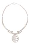 Nazaakat By Samara Singh_Silver Plated Diamonds And White Embellished Necklace Set _Online_at_Aza_Fashions