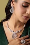 Nazaakat By Samara Singh_Silver Plated Diamonds And White Embellished Necklace Set _Online