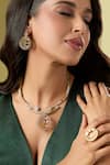 Buy_Nazaakat By Samara Singh_Gold Plated Diamonds Stone Embellished Necklace Set _at_Aza_Fashions
